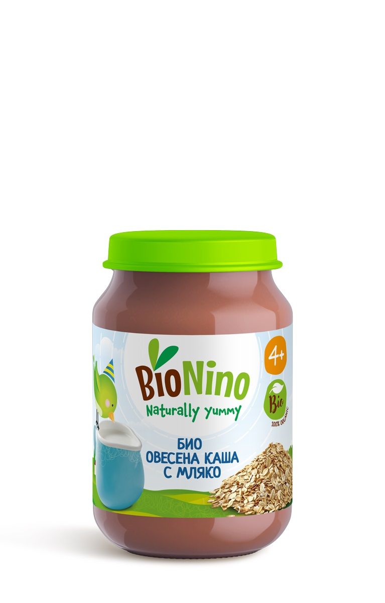 BIONINO 2454 Био пюре овесена каша с мляко, 4+М 190ГР