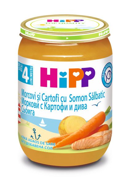 HIPP Пюре сьомга с ранни моркови и картофи 6105, 190 гр