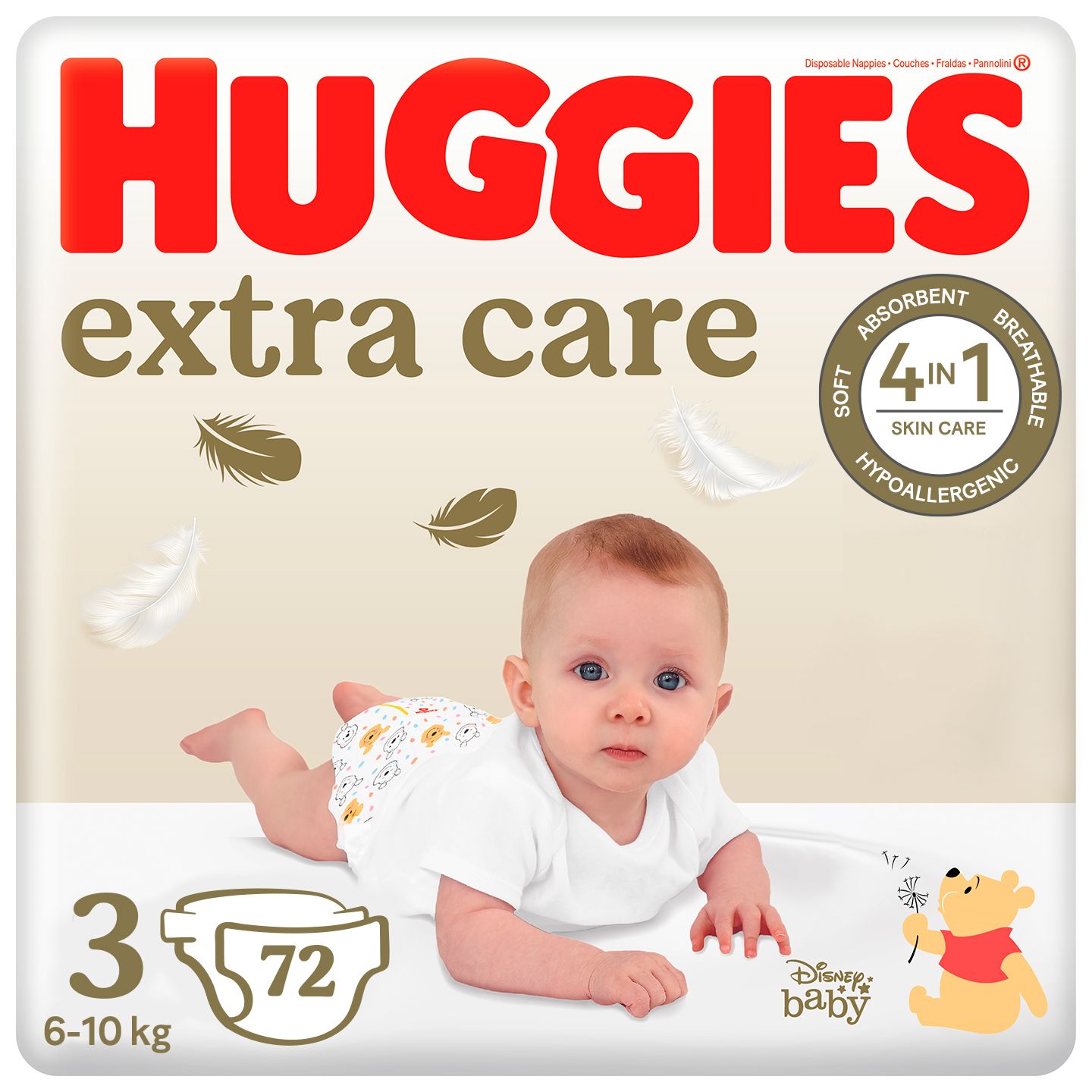HUGGIES EXTRA CARE Пелени 3,  6-10кг., 72бр.