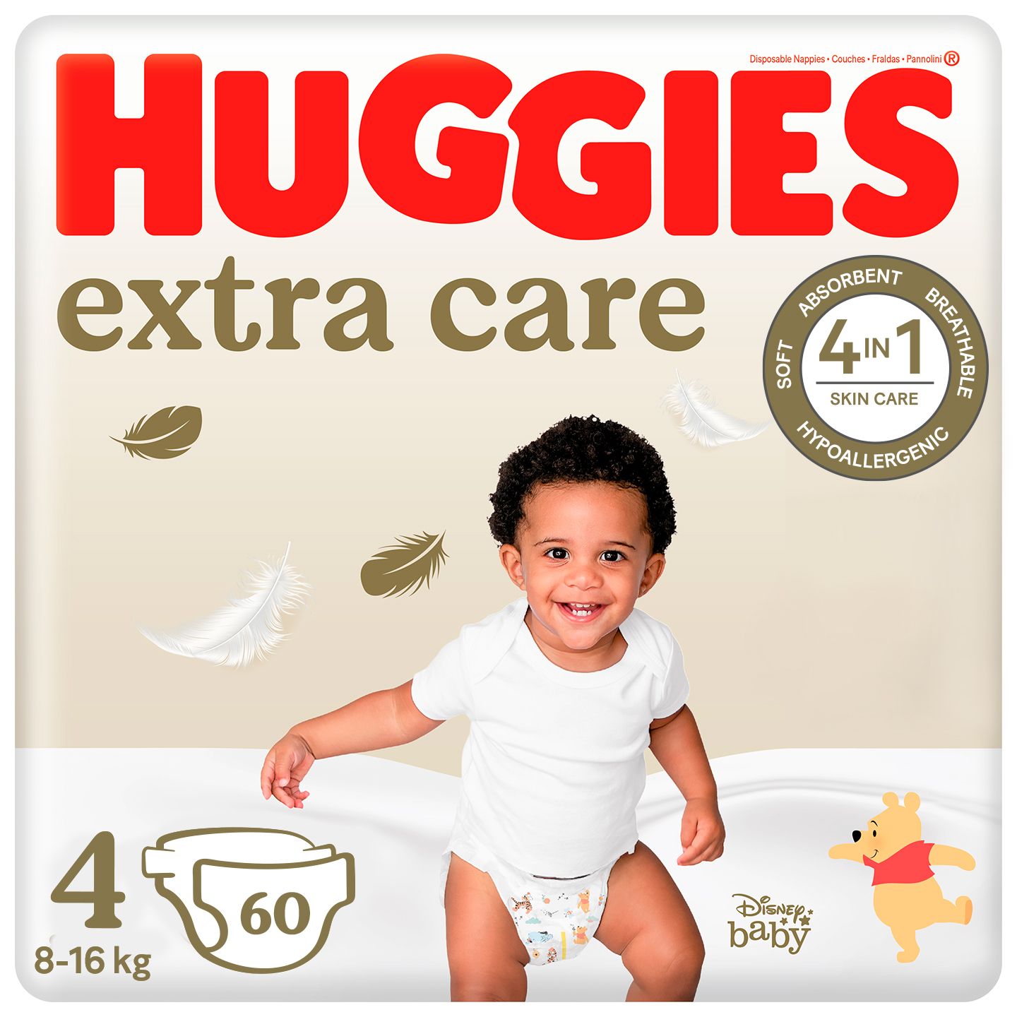 HUGGIES EXTRA CARE Пелени 4, 8-16кг., 60бр.