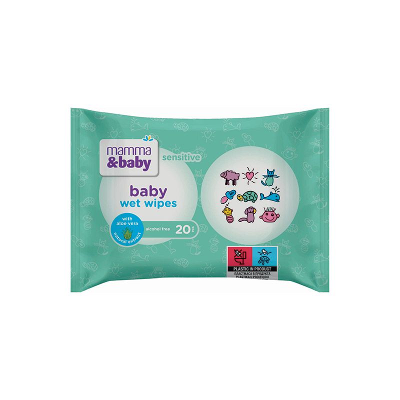 MAMMA&BABY Мокри кърпички сензитив, 20 бр.