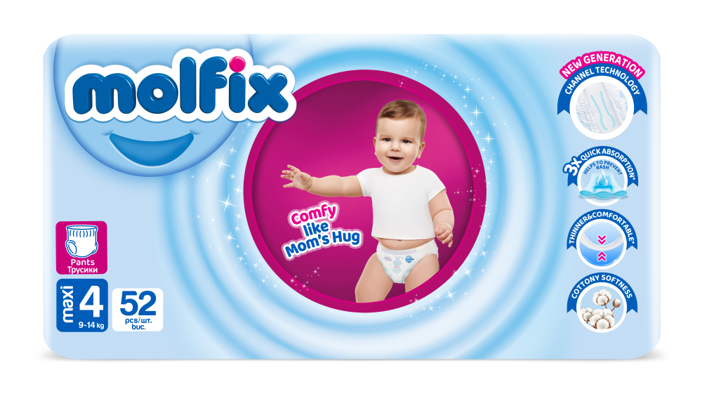 MOLFIX Maxi Гащички размер 4, 9-14 кг., 52 бр.