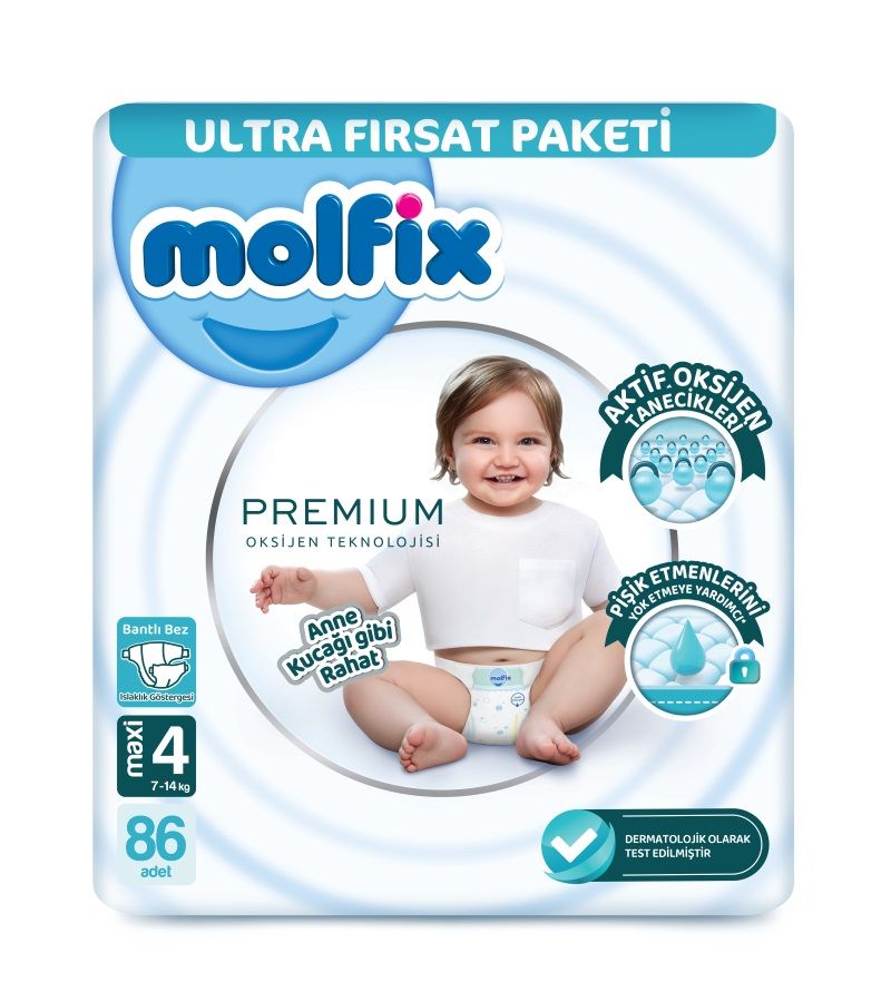 MOLFIX PREMIUM МAXI 4 7-14КГ Пелени, 86бр.