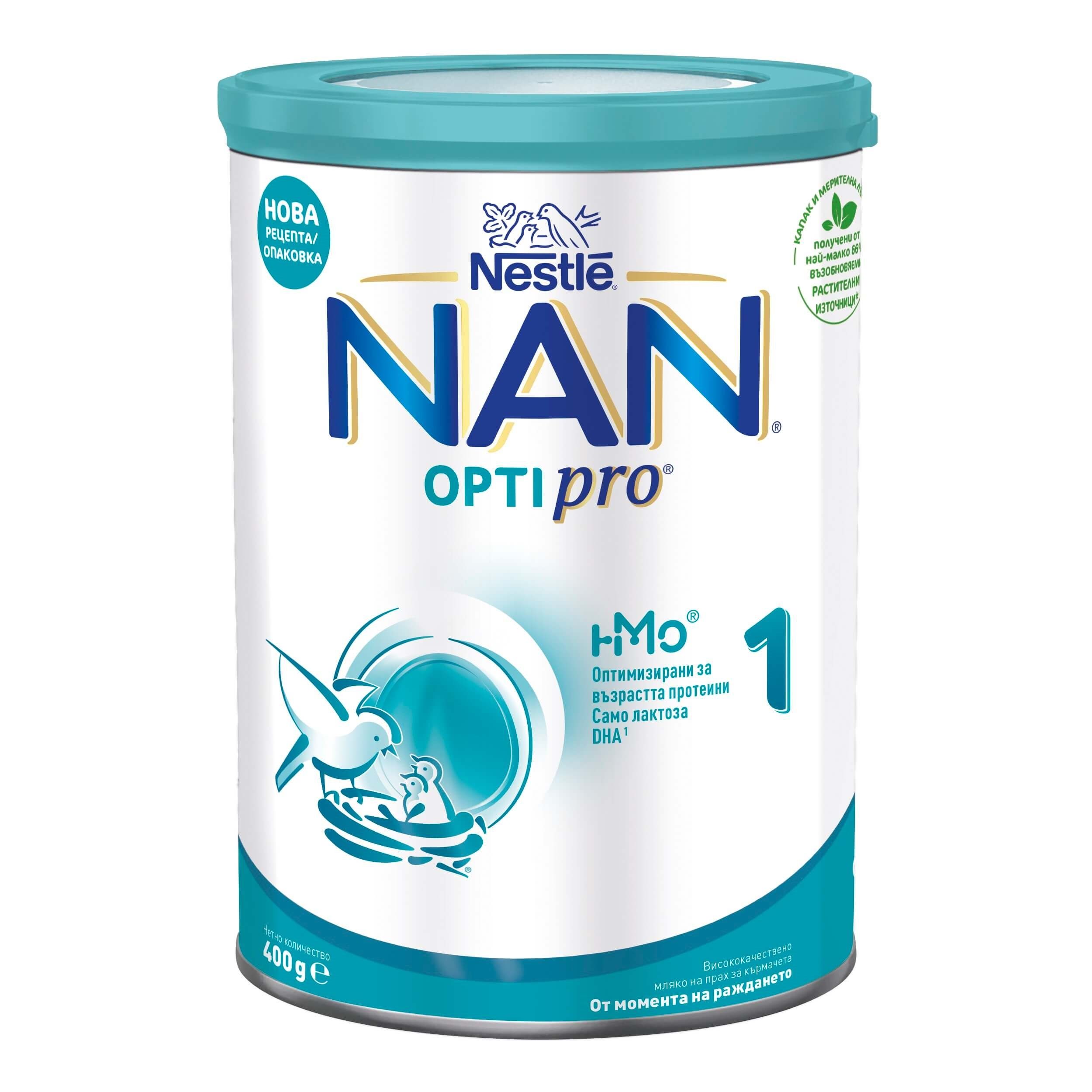 NESTLE NAN OPTI PRO 1 Мляко за кърмачета от раждането до 6-месечна възраст, 400г