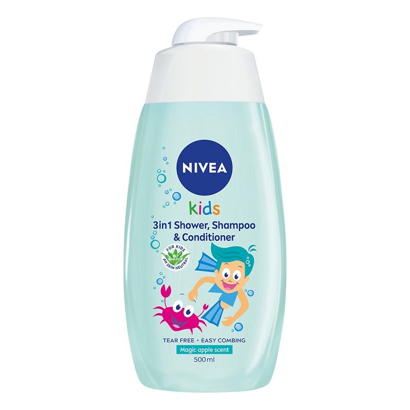 NIVEA KIDS MAGIC APPLE Детски 3 в 1 душ гел, шампоан и балсам,500мл