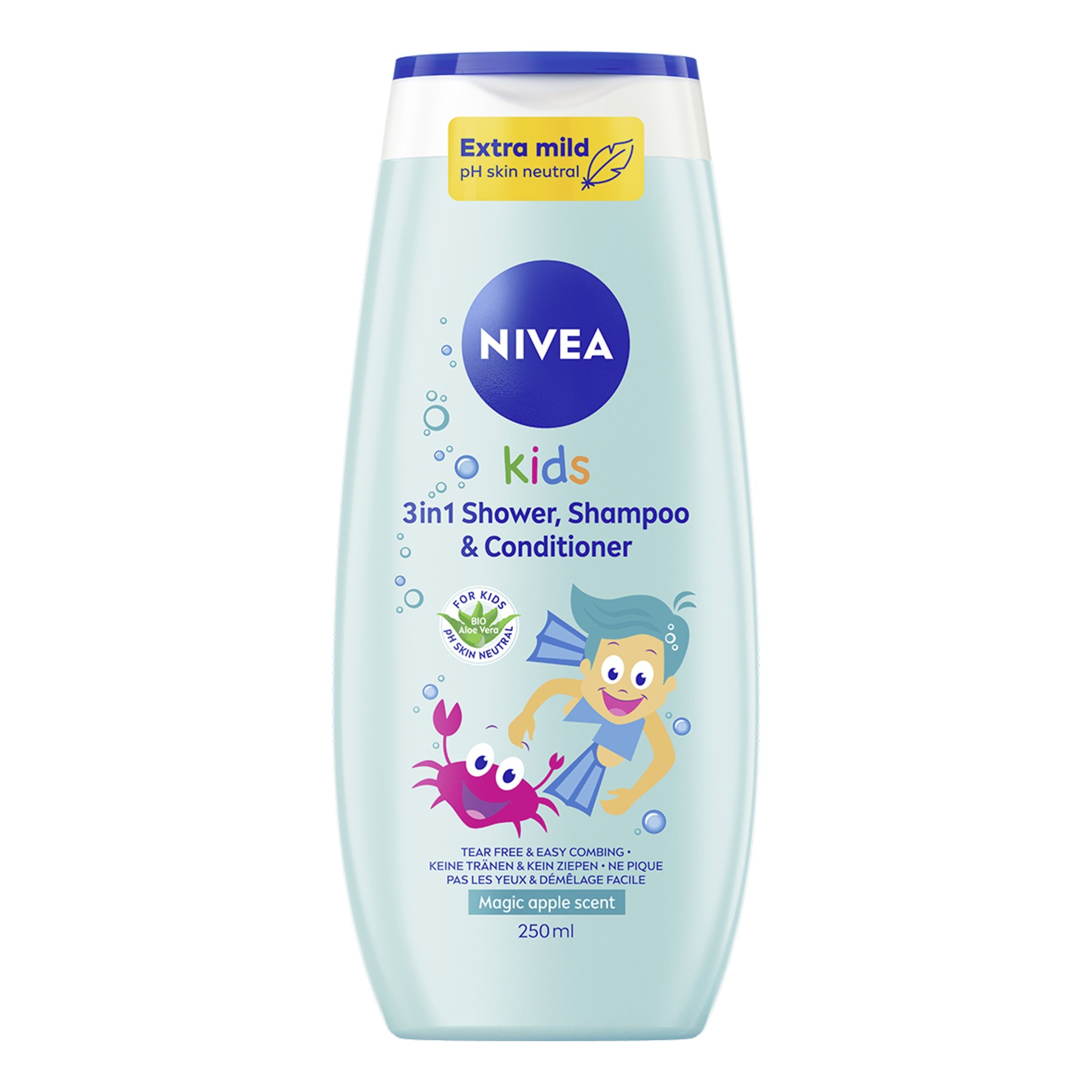 NIVEA KIDS Детски 3в1 душ-гел и шампоан за момчета, 250мл.
