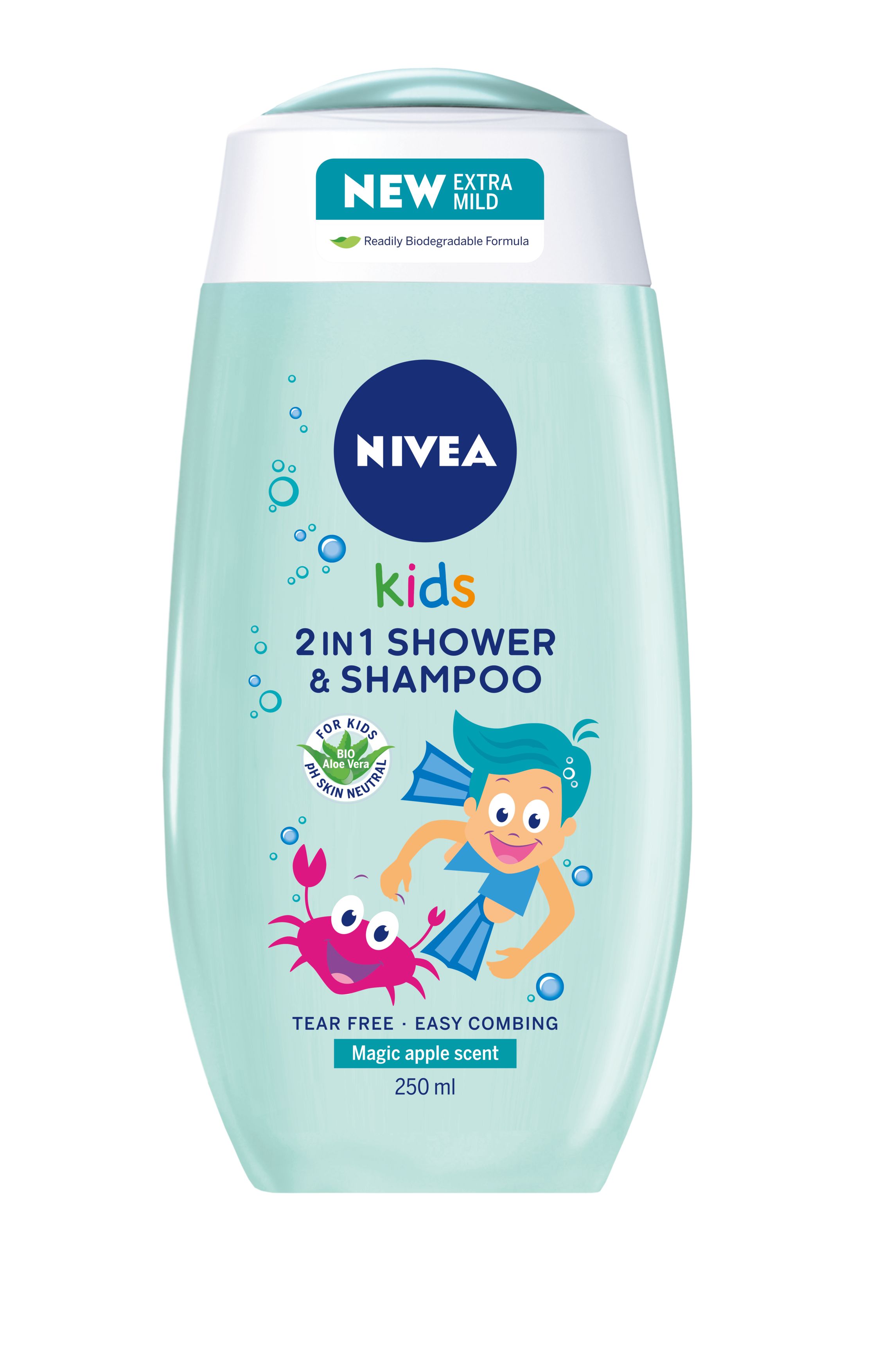 NIVEA KIDS Детски шампоан и душ гел 2в1 Боровинка, 250мл