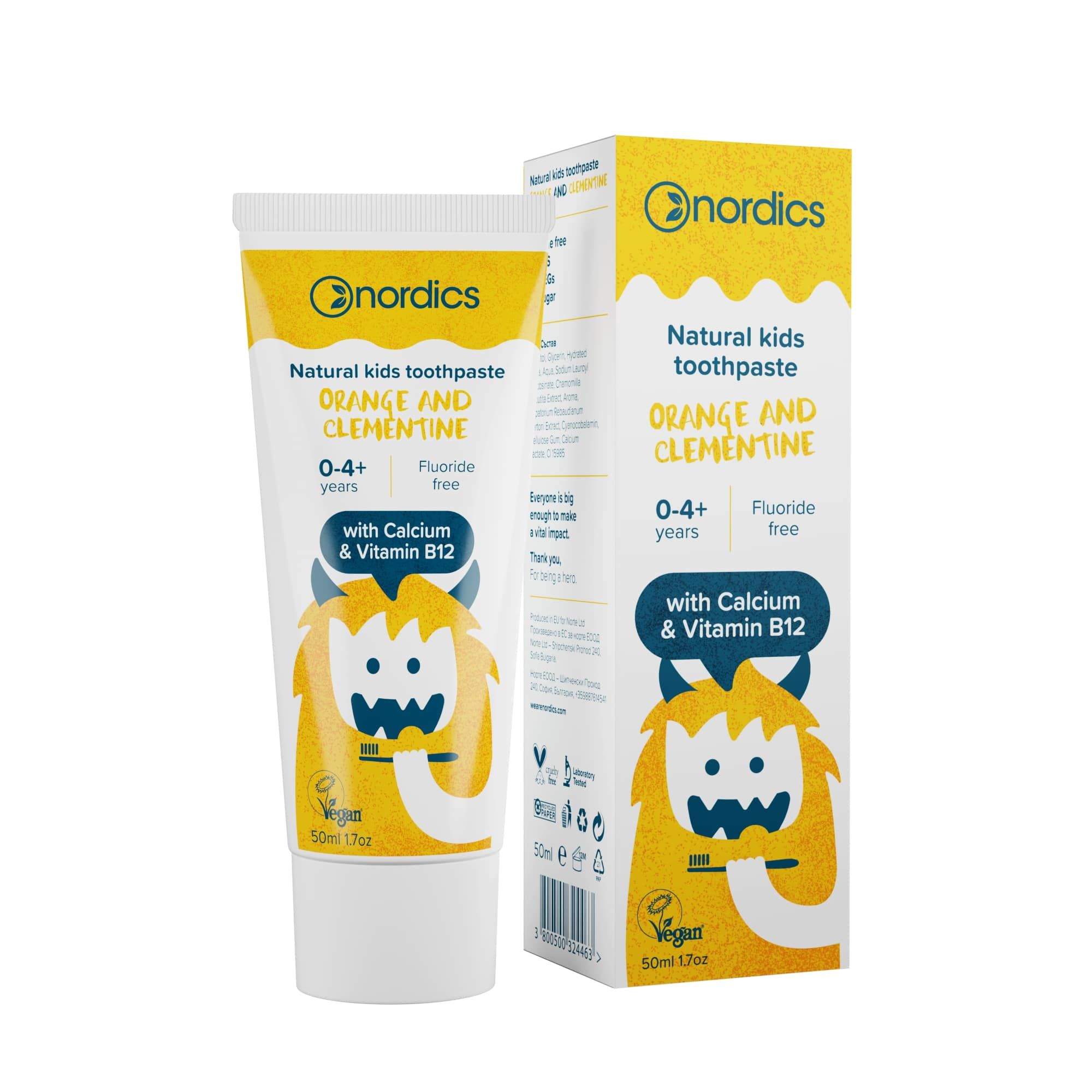 NORDICS NATURAL Детска паста за зъби портокал&мандарина,50 мл. 0-4+г