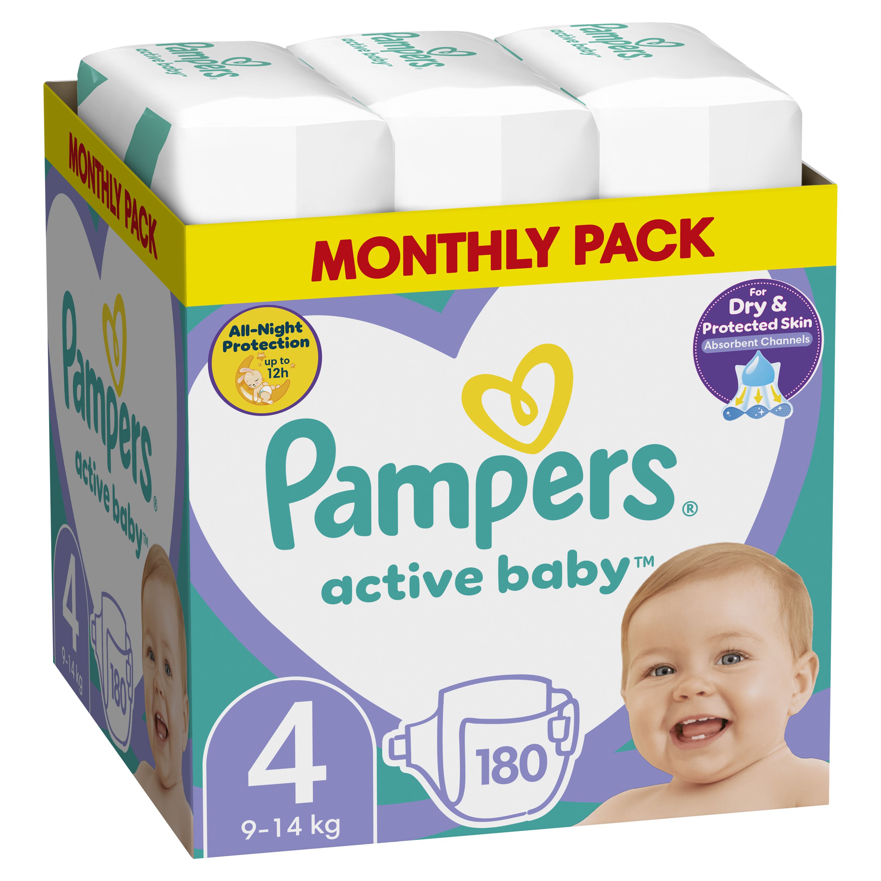 PAMPERS ACTIV BABY Пелени Размер 4,180бр. , 9-14кг
