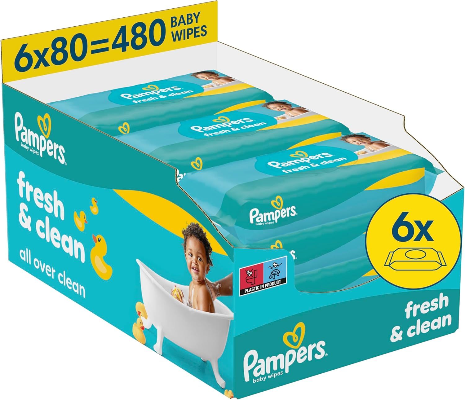 PAMPERS FRESH CLEAN Бебешки мокри кърпички 6Х80бр.