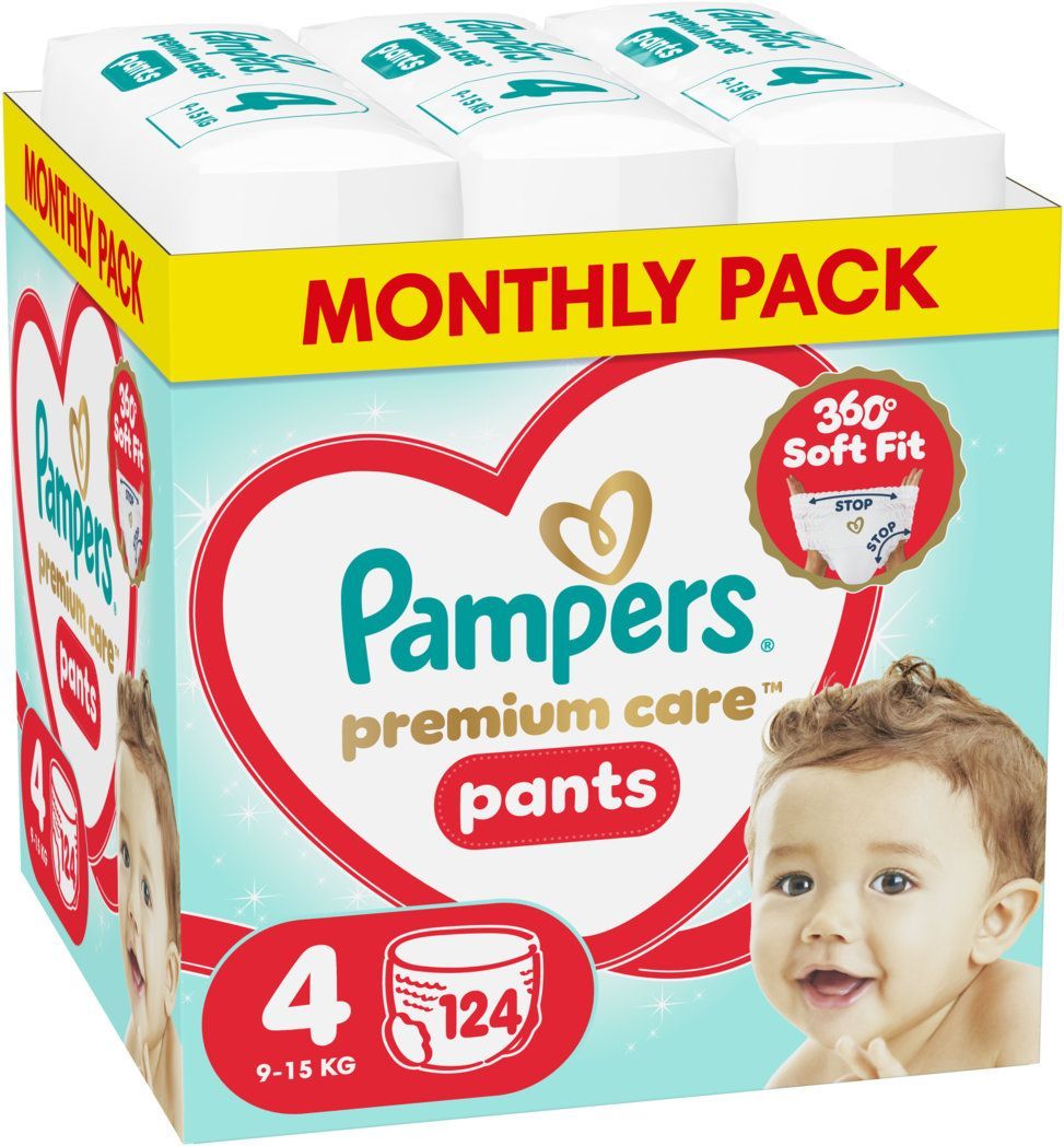 PAMPERS PREMIUM CARE S4 Гащички 9-15кг. 124бр.