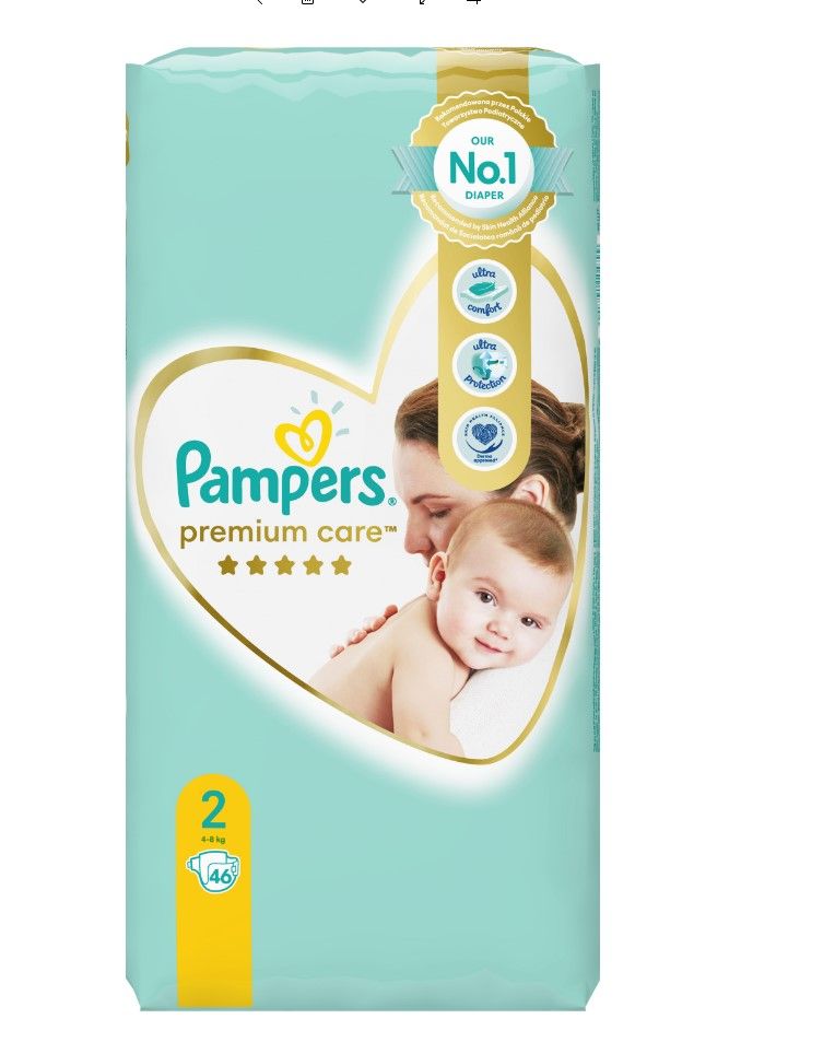 PAMPERS PREMIUM CARE VALUE PACK Бебешки пелени за еднократна употреба Mini размер 2, 3-6кг.,  46 бр.
