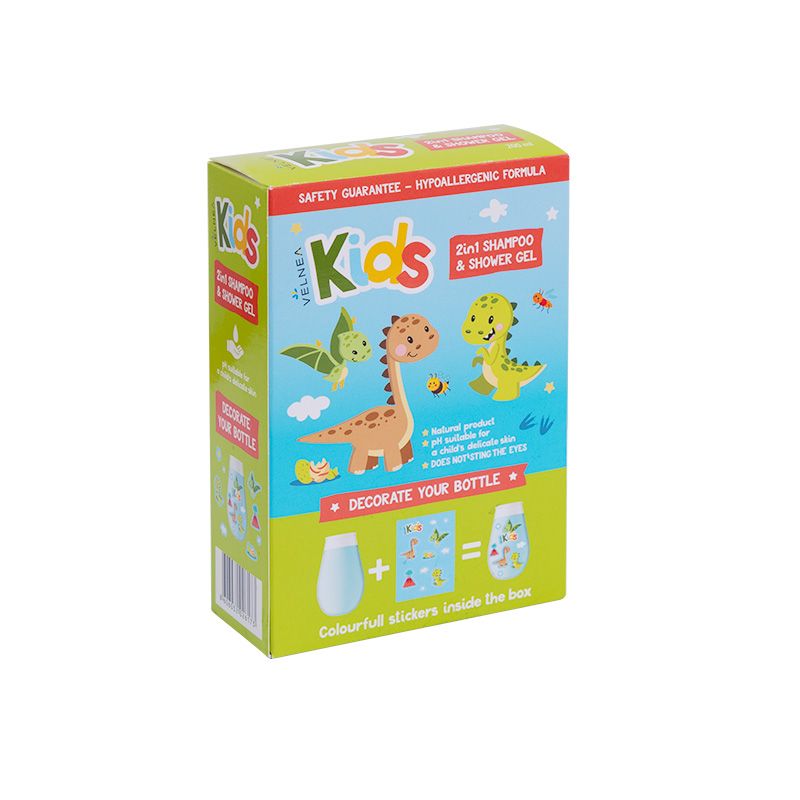 VELNEA KIDS 2в1 Шампоан и Душ гел със стикери  - ДИНОЗАВЪР, 200мл