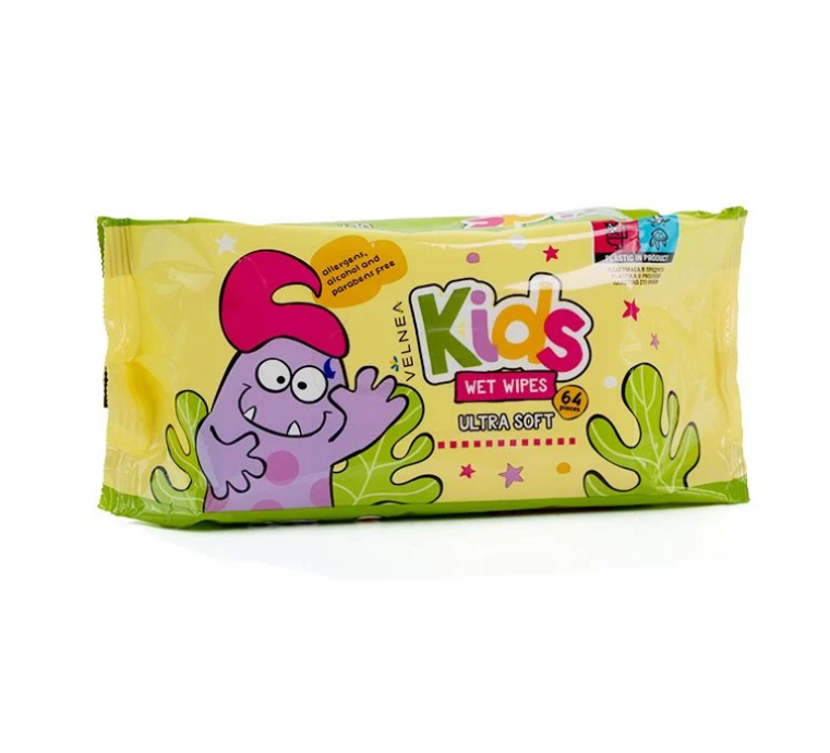 VELNEA KIDS ULTRA SOFT Мокри кърпички Милк тий, 64 бр.