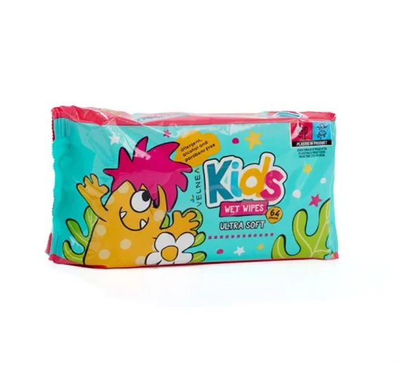 VELNEA KIDS ULTRA SOFT Мокри кърпички, 64 бр.