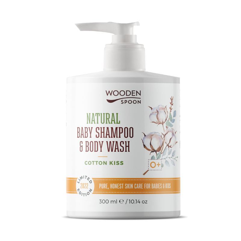 WOODEN SPOON COTTON KISSБебешки шампоан за тяло и коса, 300мл