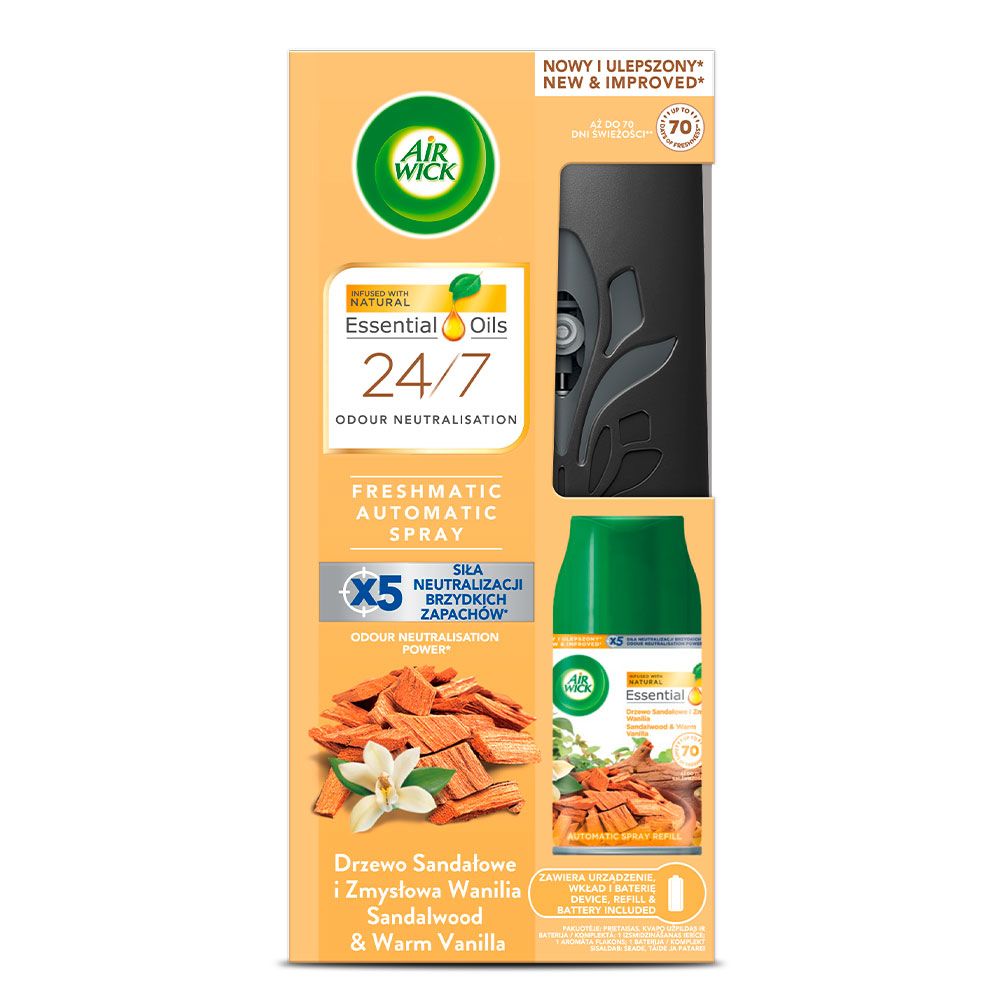 AIR WICK FRESHMATIC Комплект сандалово дърво и ванилия, 250 мл.