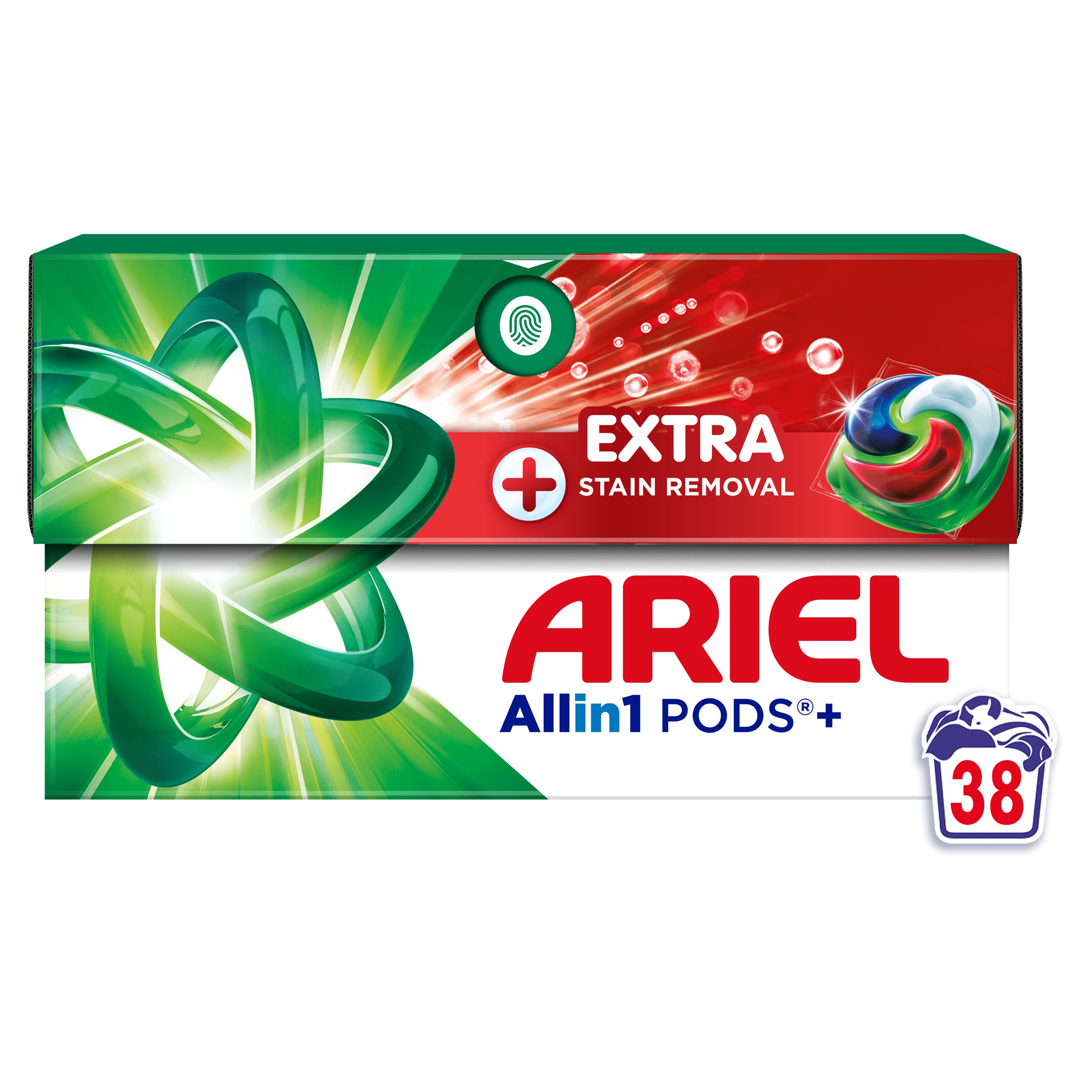 ARIEL PODS+ EXTRA STAIN REMOVAL Капсули за пране, 38 пранета
