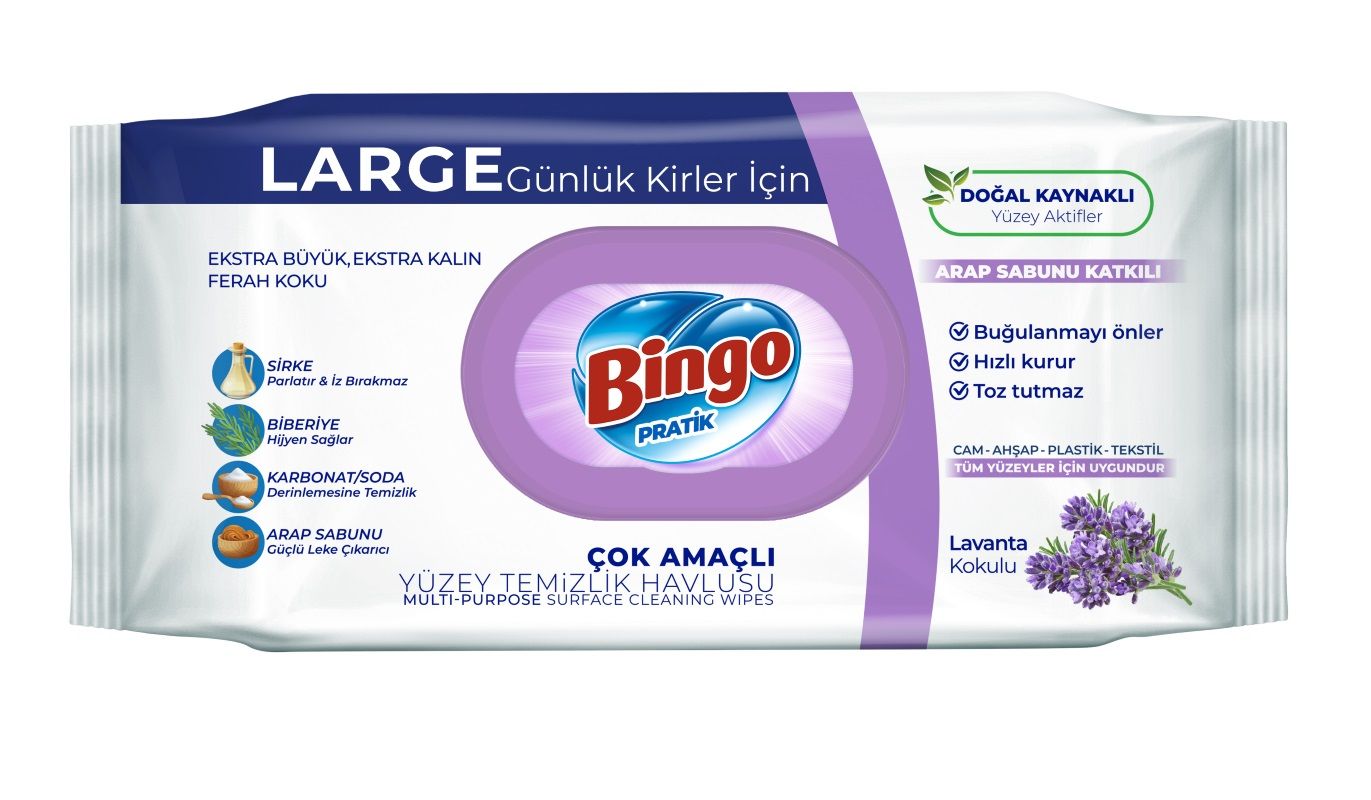 BINGO LAVANTA Почистващи мокри кърпи за повърхности, 96бр.