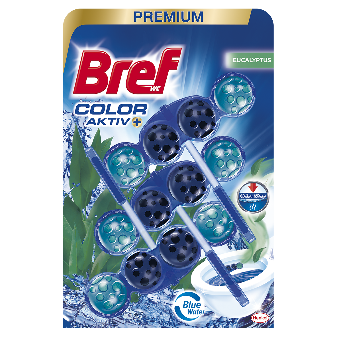 BREF BLUE AKTIV WC Ароматизатор за тоалетна евкалипт, 3х50гр.