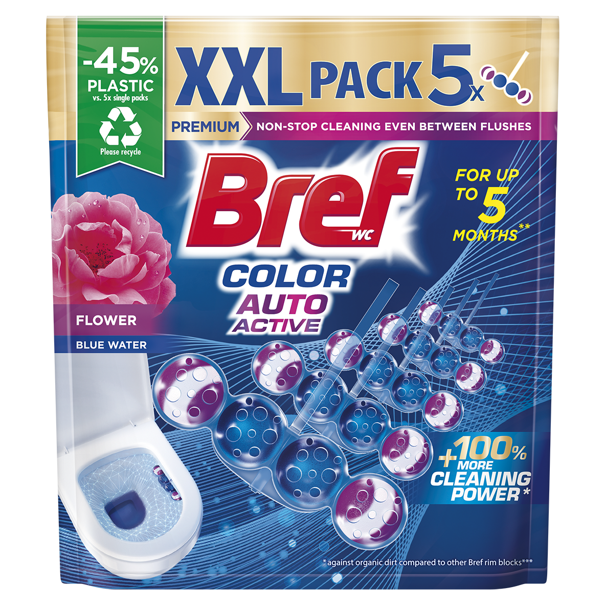 BREF COLOR AKTIV  FLOWER WC Тоалетни блокчета,  5Х50гр.