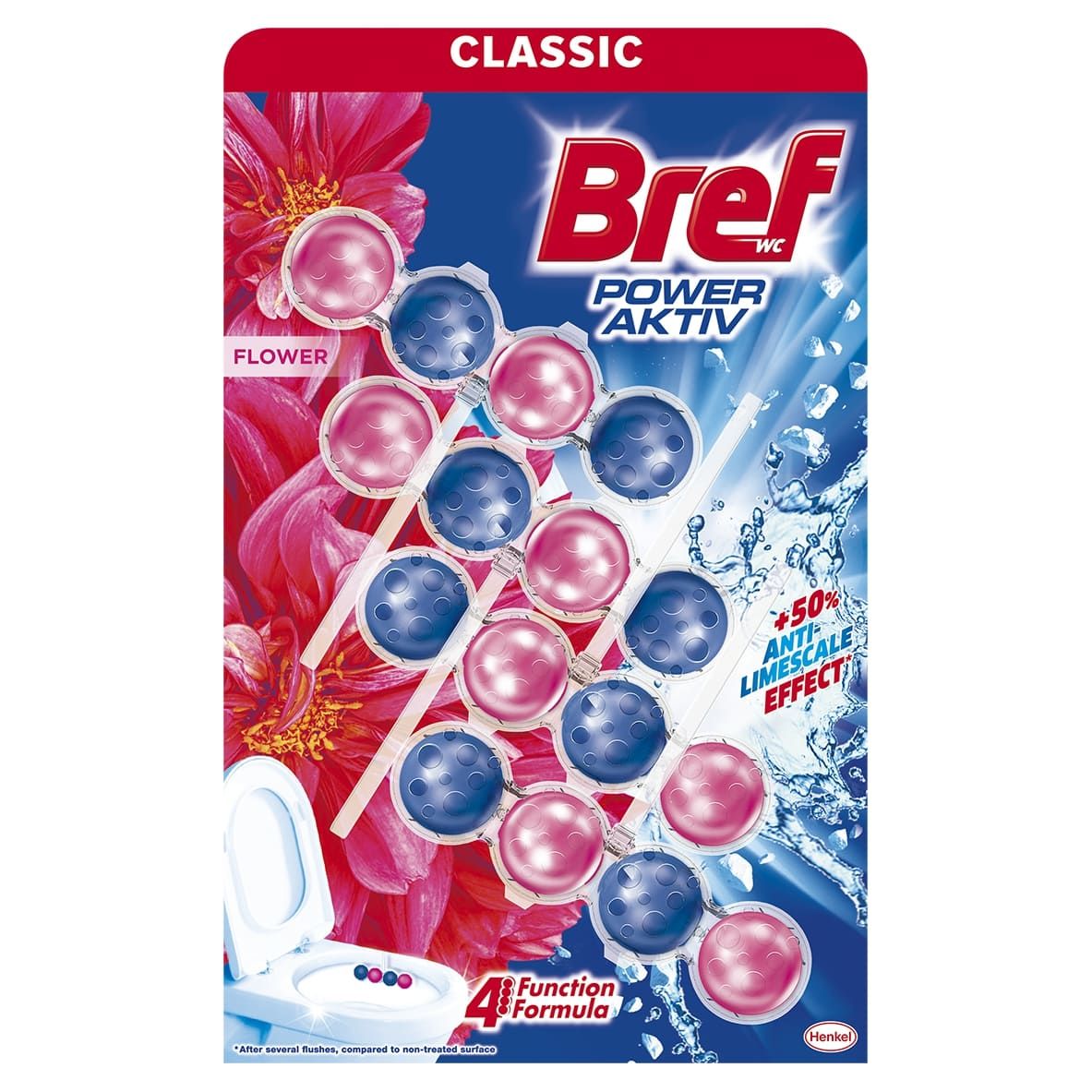 BREF POWER ACTIVE QUATTRO FLOWER Ароматизатор за тоалетна, 4x50гр.