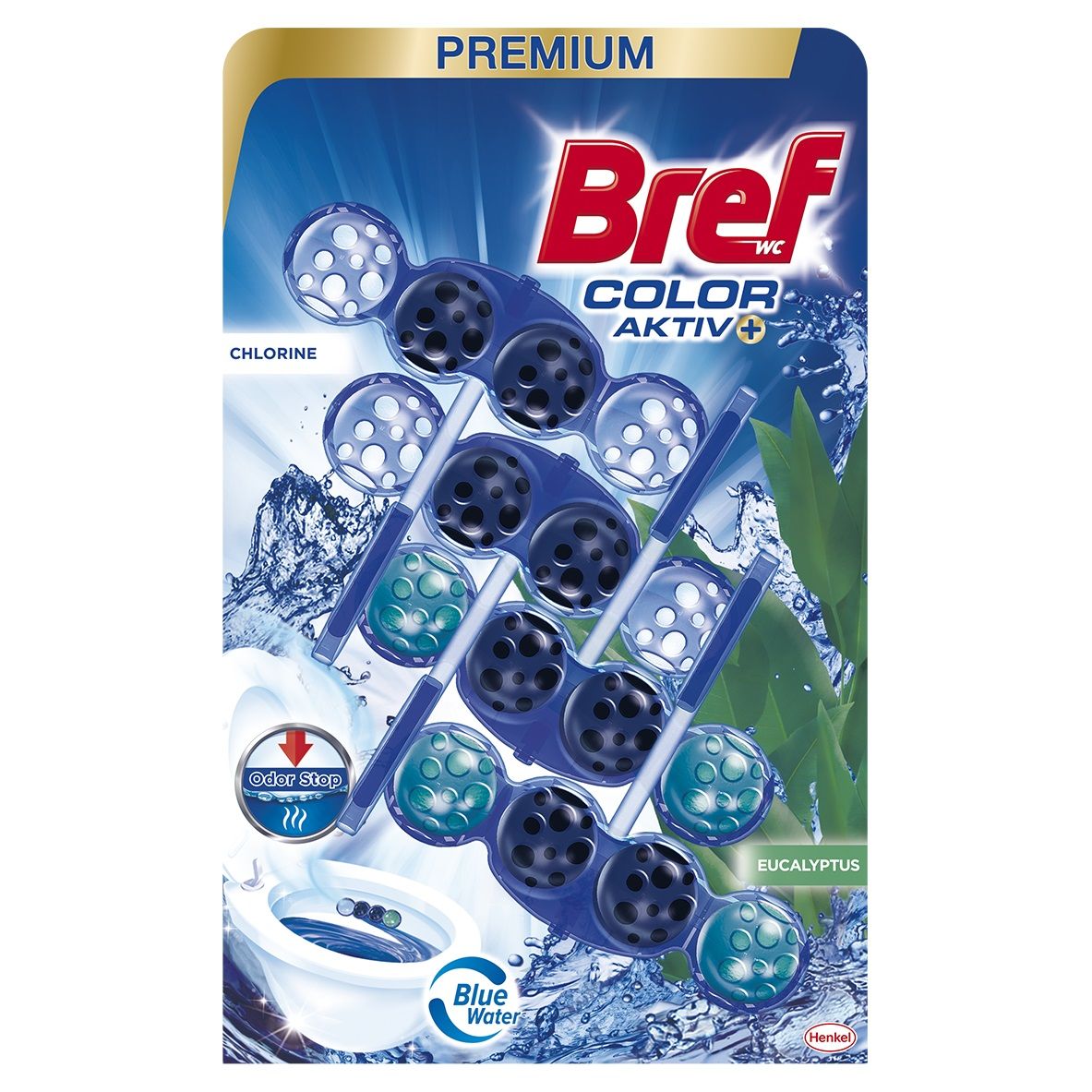 BREF WC BLUE ACTIVE EUCALYPTUS Ароматизатор за тоалетна 4 бр/оп, 50гр