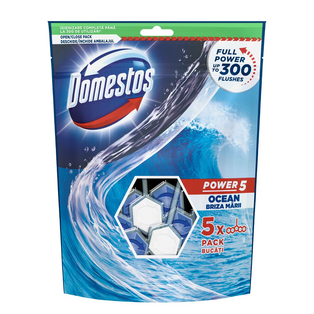 DOMESTOS POWER 5 Ароматизатор за WC Океан, 5Х50 гр.