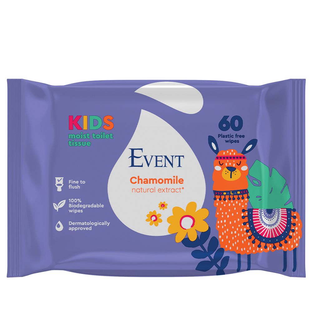 EVENT Влажна тоалетна хартия за деца с екстракт от лайка, 60 бр.