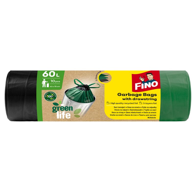 FINO GREEN Торби за смет с връзки 60л, 10 бр.