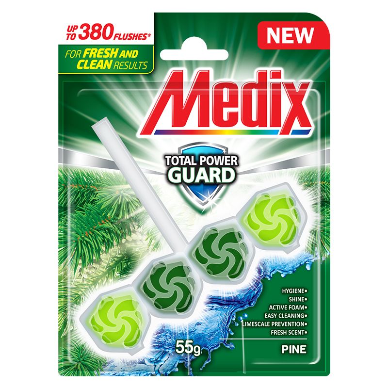 MEDIX WC TOTAL POWER GUARD БОР Твърдо тоалетно блокче с аромат набор 55гр., 1 бр.