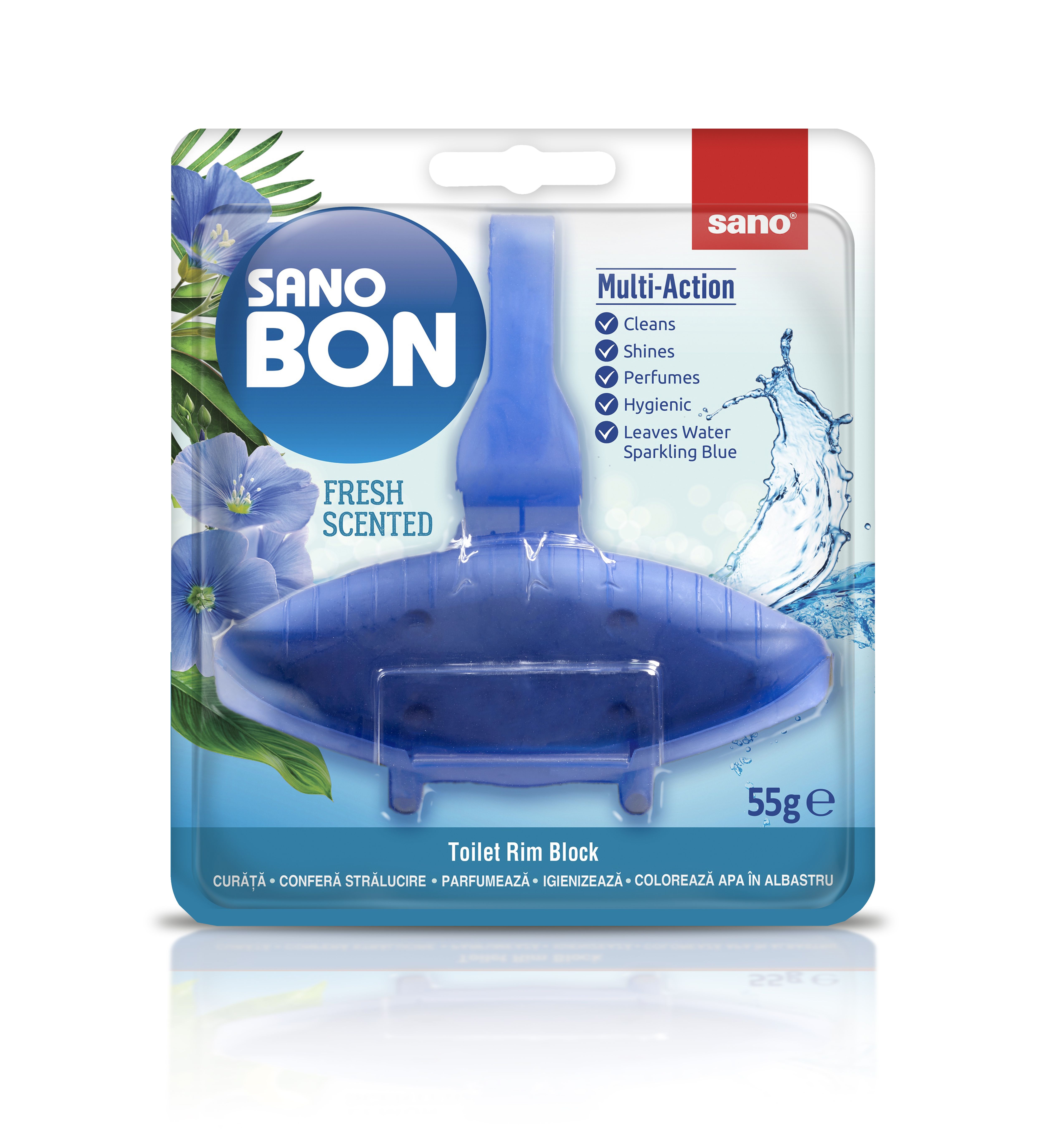 SANO BON FRESH Тоалетно блокче 5в1 класик, 55гр.
