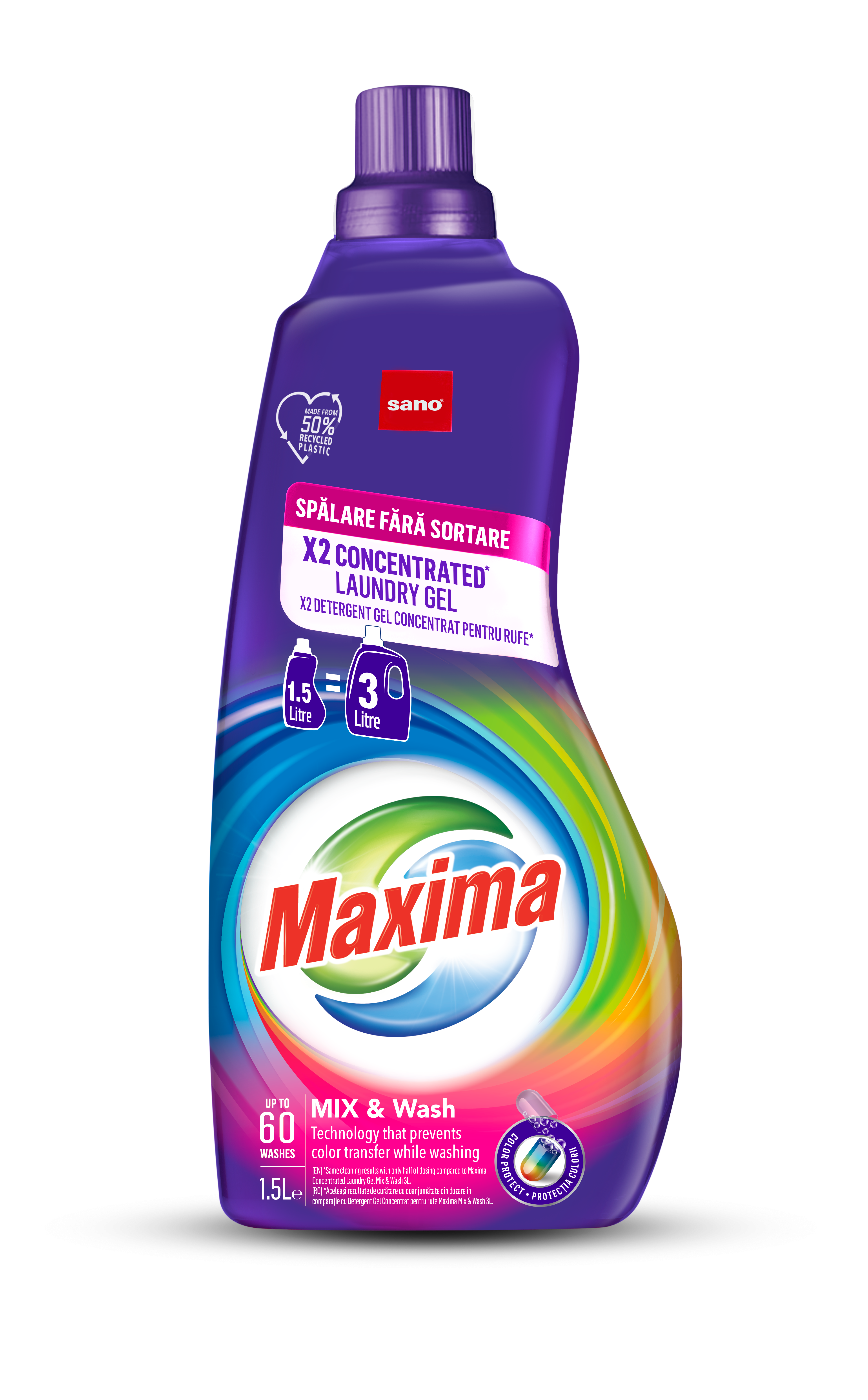 SANO Maxima Mix&Wash Концентриран гел за пране, 60 пранета