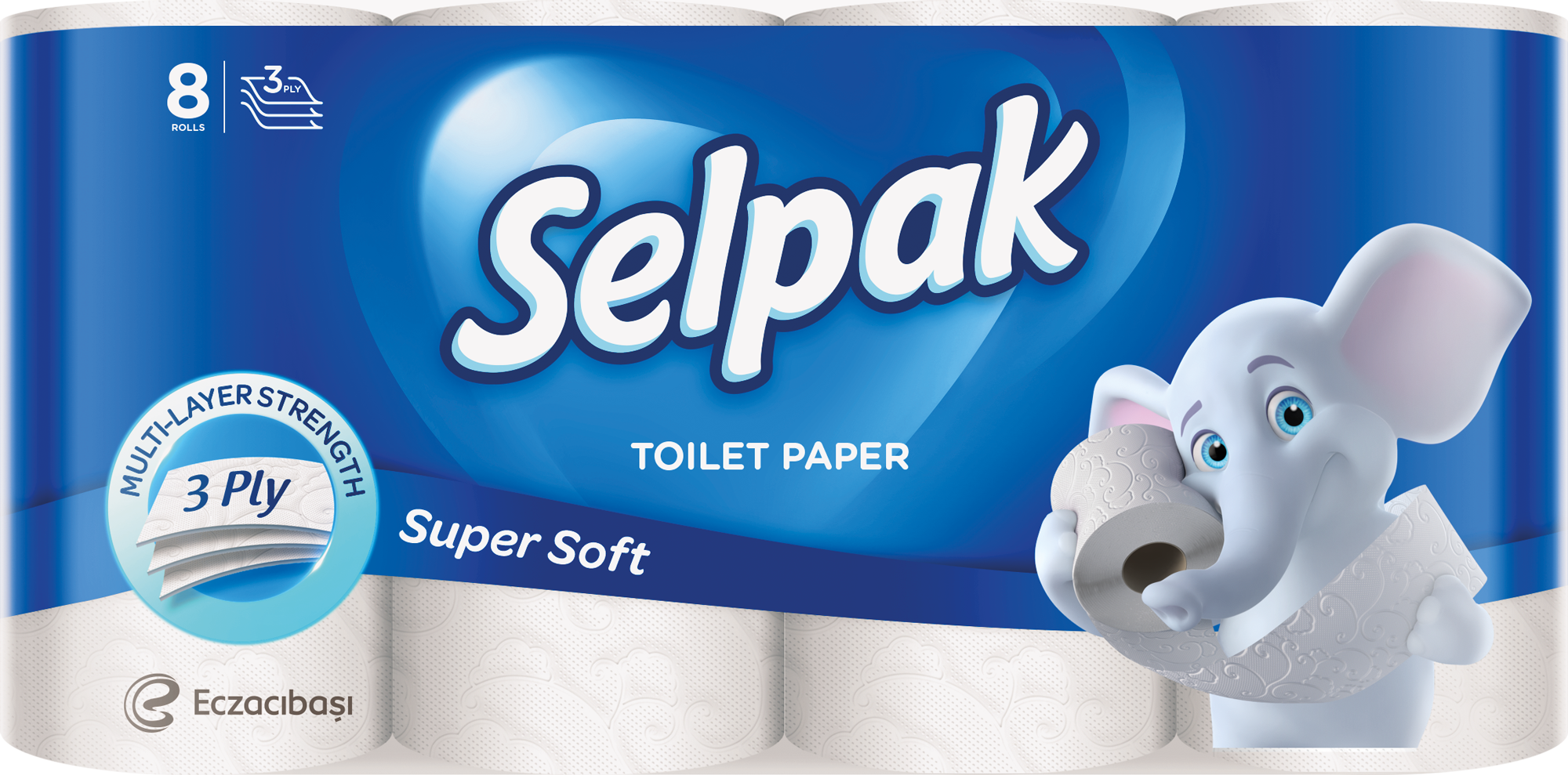 SELPAK Тоалетна хартия 3 пластова бяла, 8бр.