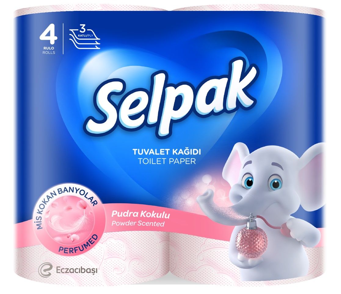 SELPAK Тоалетна хартия спа пудра 3 пластова, 4бр.