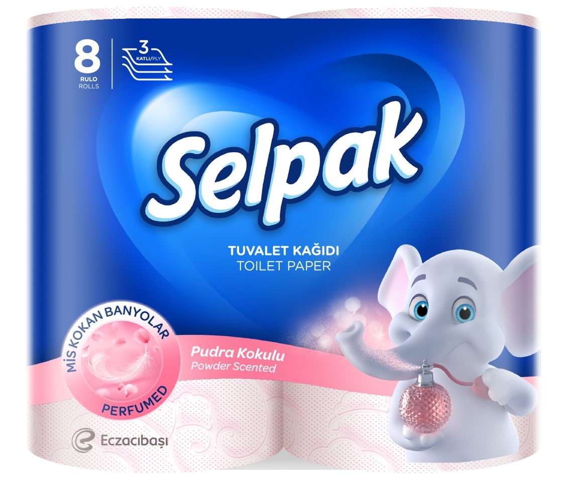 SELPAK Тоалетна хартия спа пудра 3 пластова, 8бр.