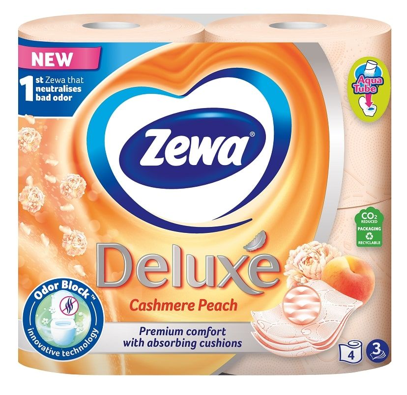 ZEWA DELUXE AQUA TUBE Тоалетна хартия 3 пласта CASHMERE PEACH, 4 бр.