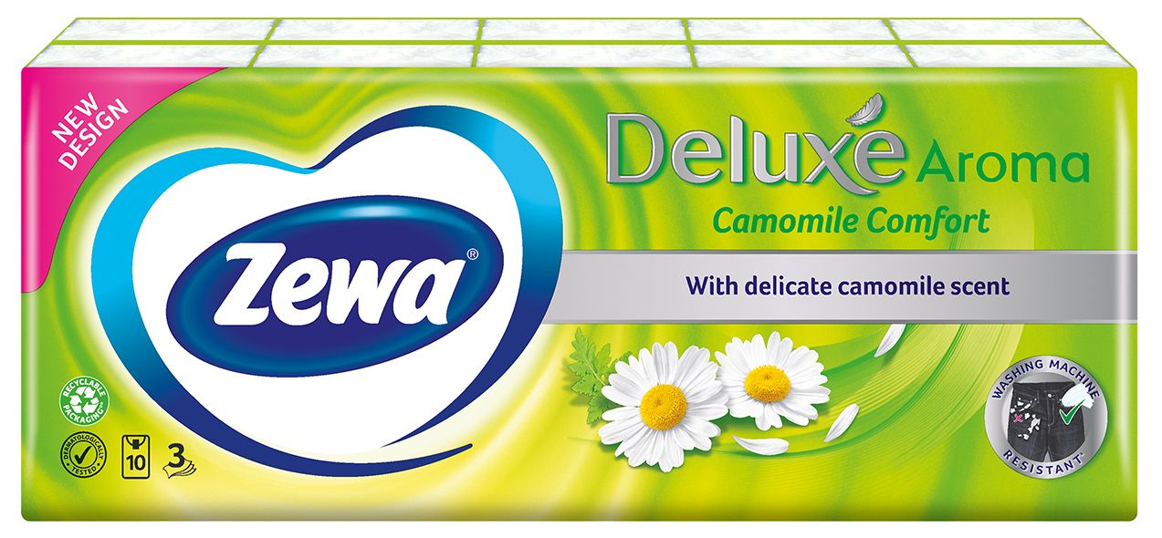 ZEWA DELUXE CAMOMILE Носни кърпички 3 пласта, 10*10 бр.