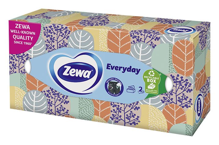 ZEWA EVERYDAY Кърпички за лице 2 пласта, 100 бр.