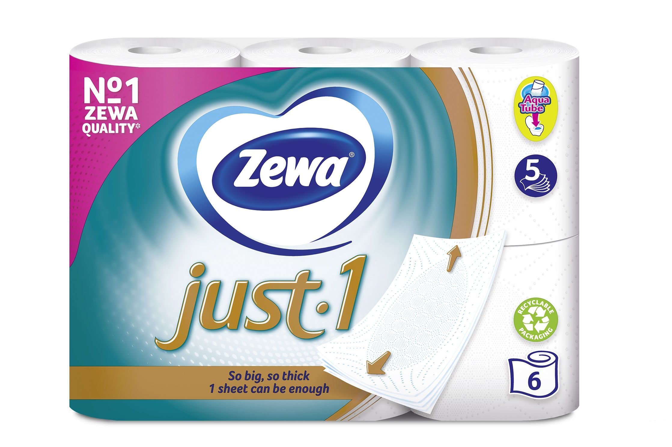 ZEWA JUST1 Тоалетна хартия 5 пластова, 6 бр.