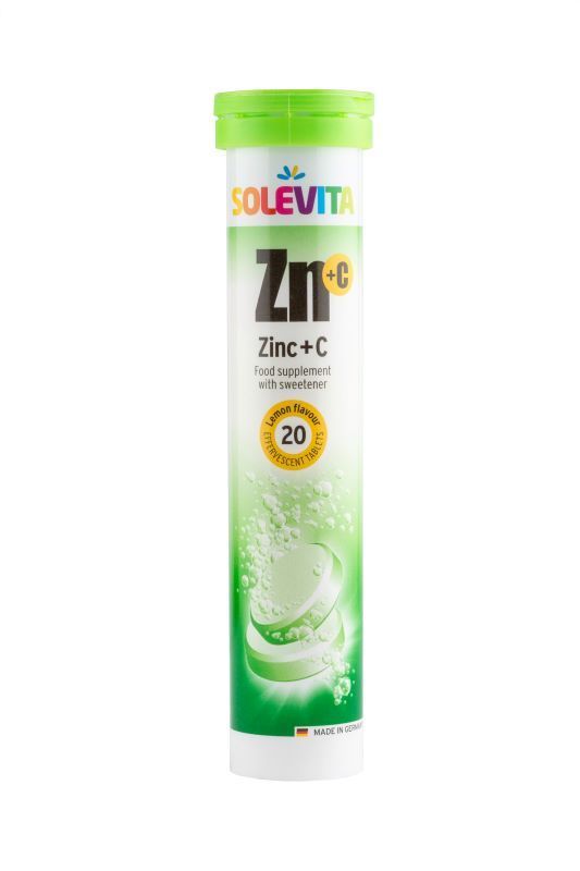 SOLEVITA VITAMIN ZINK + C Ефервесцентни таблетки, 20 бр