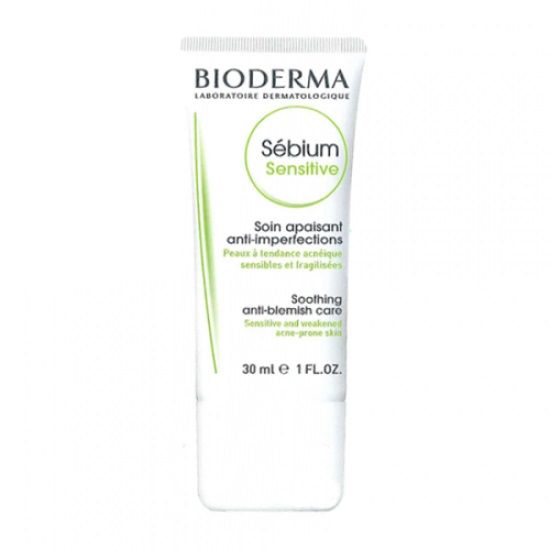 BIODERMA SEBIUM SENSITIVE Успокояващ крем за лице за акне и чувствителна кожа 30 мл.