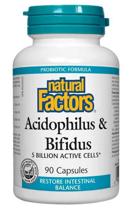 Natural Factors Acidophilus Bifidus Пробиотик 90 капсули