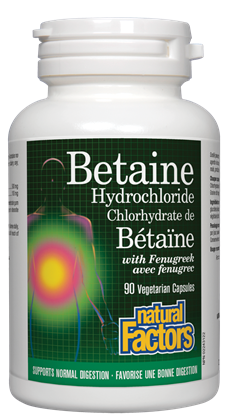 Natural Factors Betaine Hidrochloride при нарушения в храносмилането 500 мг х 90 капсули
