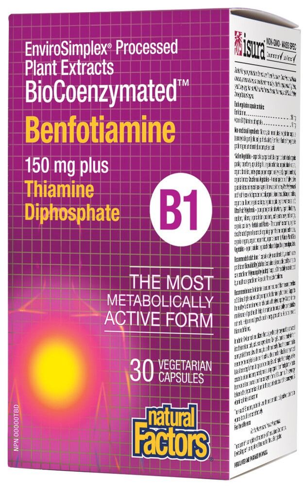 Natural Factors BioCoenzymated Бенфотиамин В1 150 мг + витамин В1 100 мг х 30 капсули