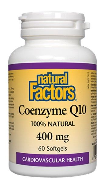 Natural Factors Coenzyme Q10 100% Natural Антиоксидант за енергия и нормална сърдечна функция 400 мг х 60 софтгел капсули