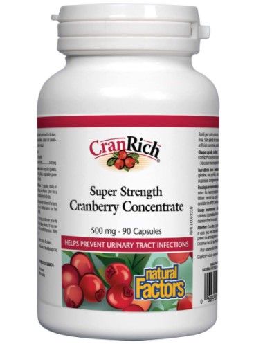 Natural Factors CranRich Super Strength Cranberry Concentrate Червена боровинка при инфекции на пикочните пътища 500 мг х 90 капсули