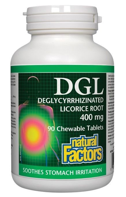Natural Factors DGL при стомашни киселини 400 мг х 90 дъвчащи таблетки