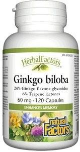 Natural Factors Ginkgo Biloba за памет и концентрация 60 мг х 120 капсули