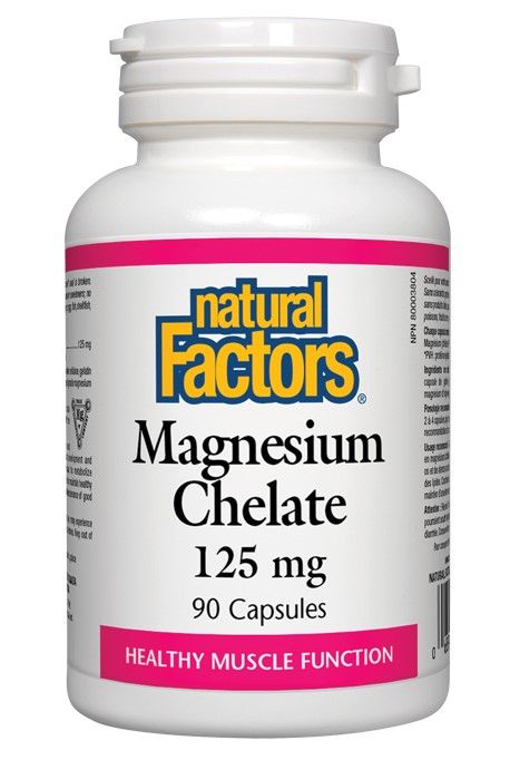 Natural Factors Magnesium Chelate За поддържане на мускулната функция 125 мг х90 капсули